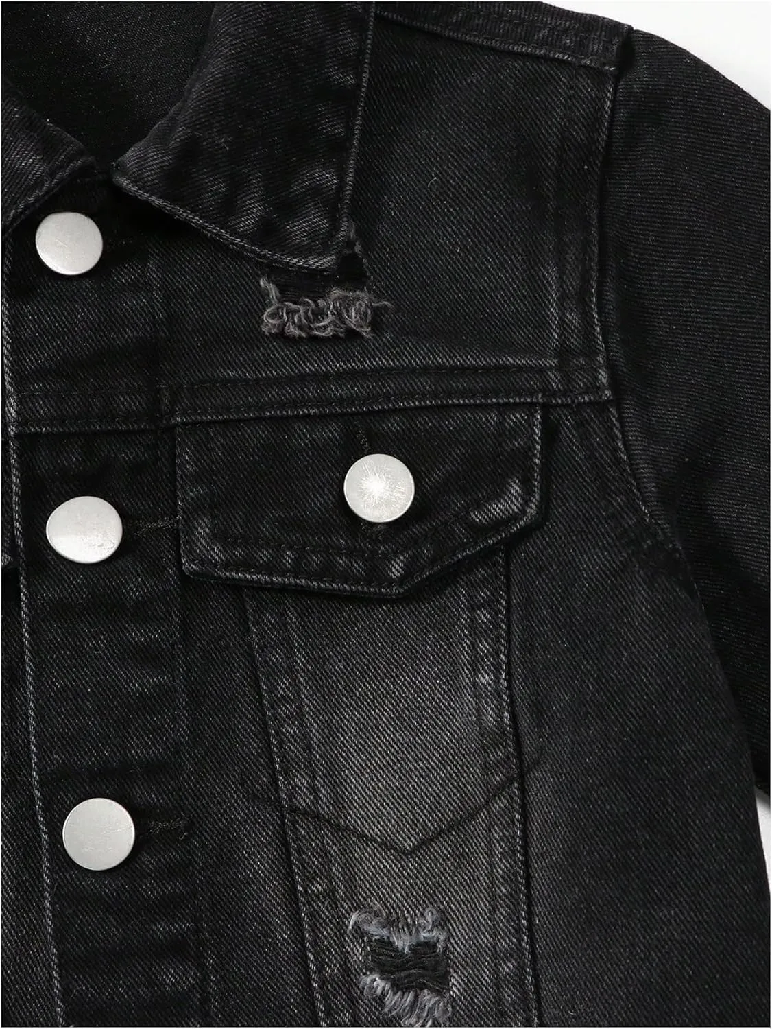 WDIRARA Girl's 2 Piece Outfit Ripped Button Front Long Sleeve Denim Jackets and Mini Skirts Set