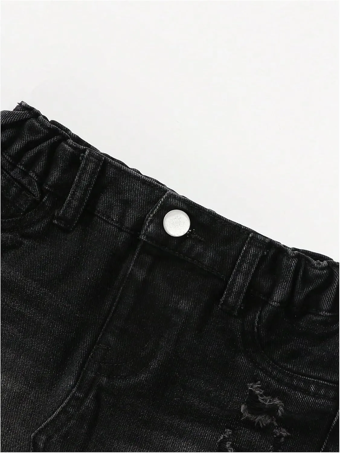 WDIRARA Girl's 2 Piece Outfit Ripped Button Front Long Sleeve Denim Jackets and Mini Skirts Set