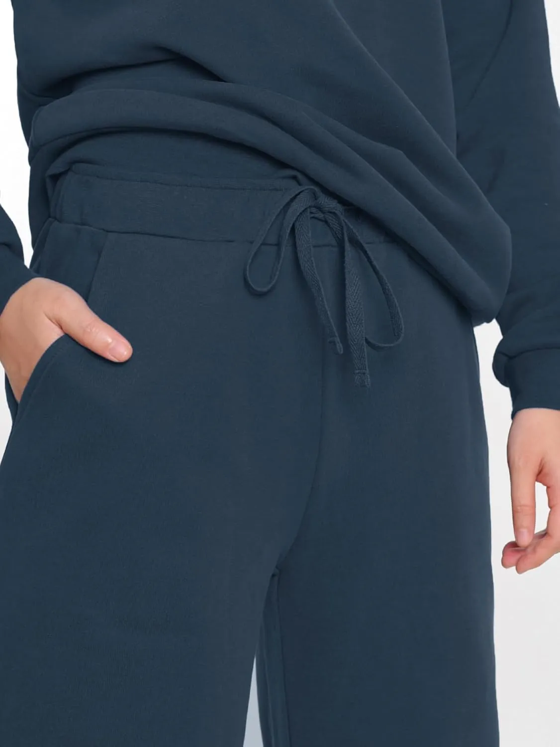 Weintee Women's Petite Sweatsuits Button Down Sweatshirt and Sweatpants Sets Cotton Jogging Suits