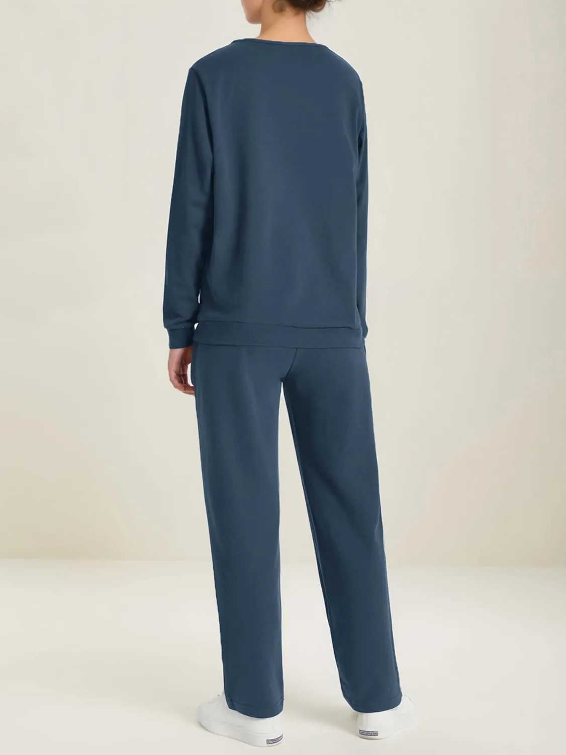 Weintee Women's Petite Sweatsuits Button Down Sweatshirt and Sweatpants Sets Cotton Jogging Suits