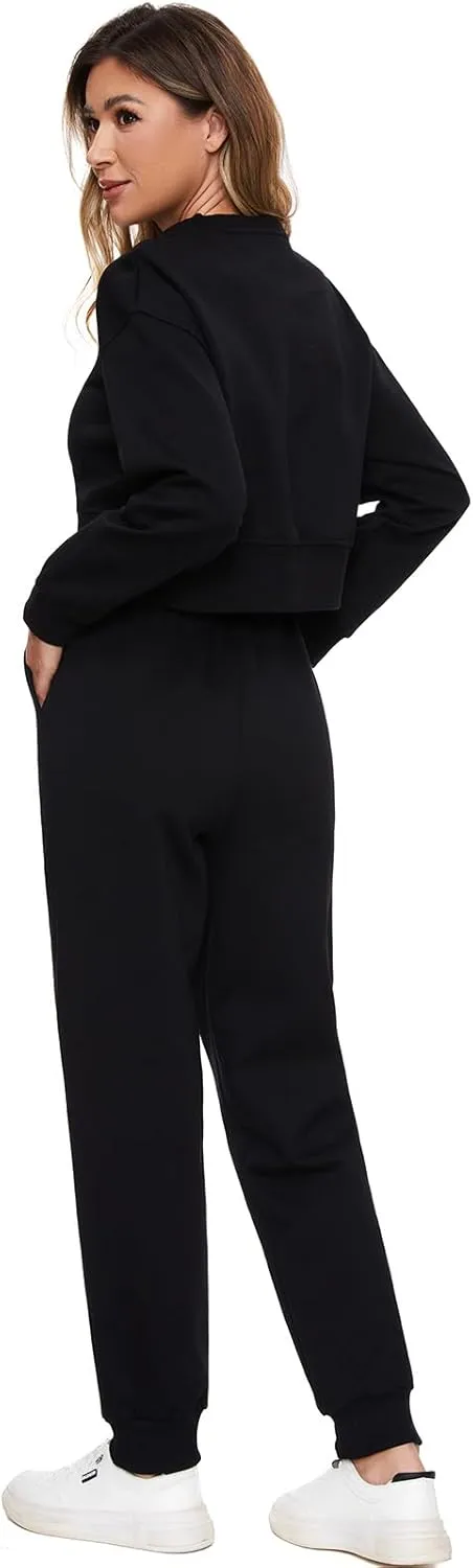 Women 2 Piece Outfits Sweatsuit Set Spring Half Zip Sweatshirts Wide Leg SweatpantvFall Loung Set Tracksuit