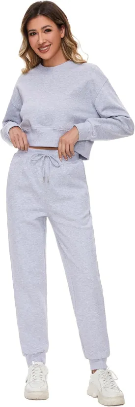 Women 2 Piece Outfits Sweatsuit Set Spring Half Zip Sweatshirts Wide Leg SweatpantvFall Loung Set Tracksuit