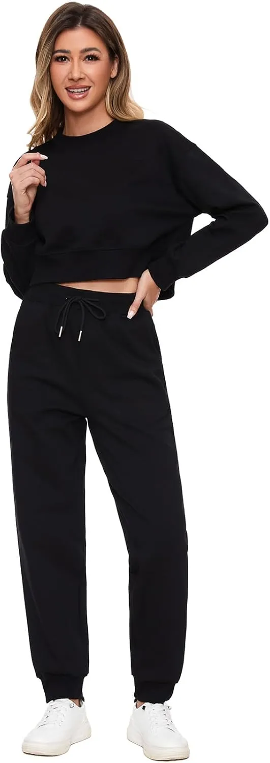 Women 2 Piece Outfits Sweatsuit Set Spring Half Zip Sweatshirts Wide Leg SweatpantvFall Loung Set Tracksuit