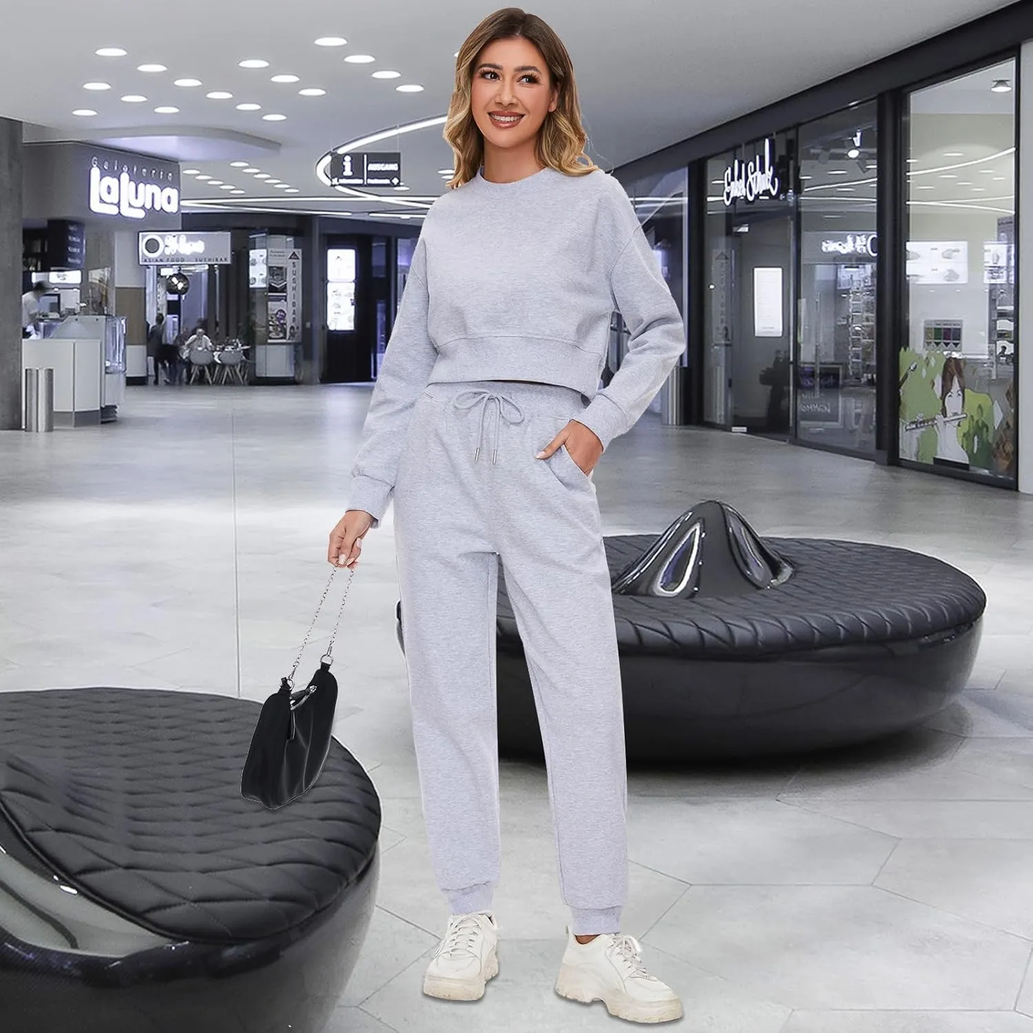 Women 2 Piece Outfits Sweatsuit Set Spring Half Zip Sweatshirts Wide Leg SweatpantvFall Loung Set Tracksuit