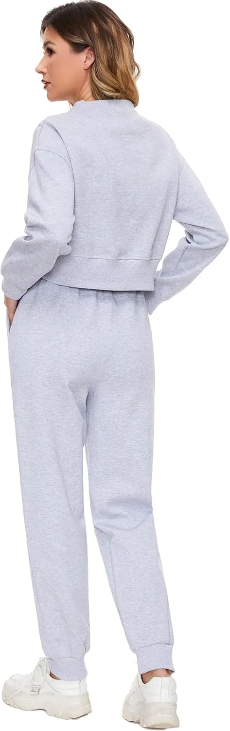 Women 2 Piece Outfits Sweatsuit Set Spring Half Zip Sweatshirts Wide Leg SweatpantvFall Loung Set Tracksuit