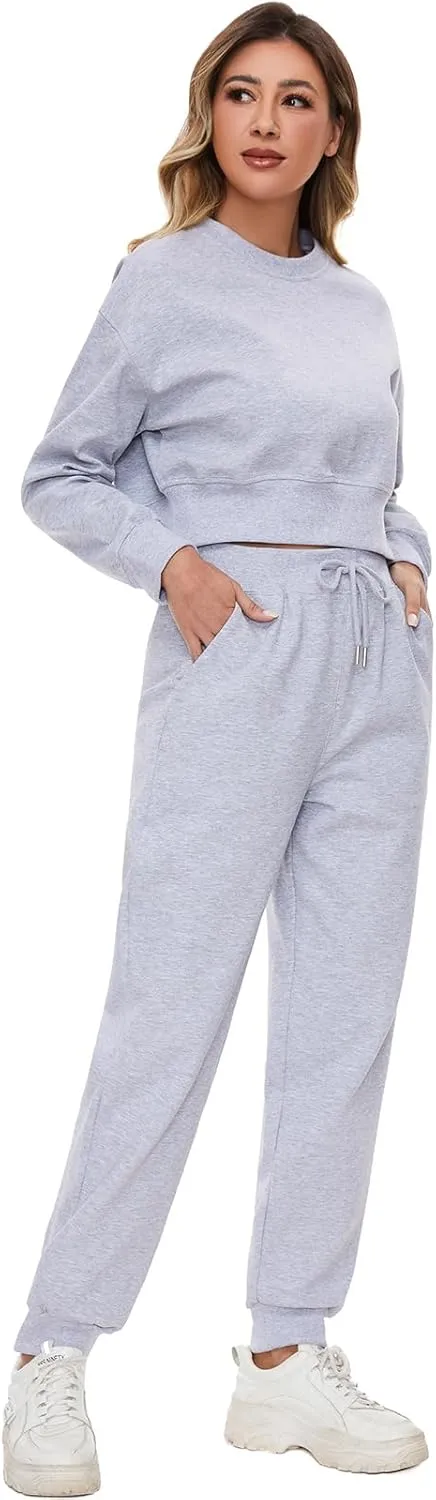 Women 2 Piece Outfits Sweatsuit Set Spring Half Zip Sweatshirts Wide Leg SweatpantvFall Loung Set Tracksuit