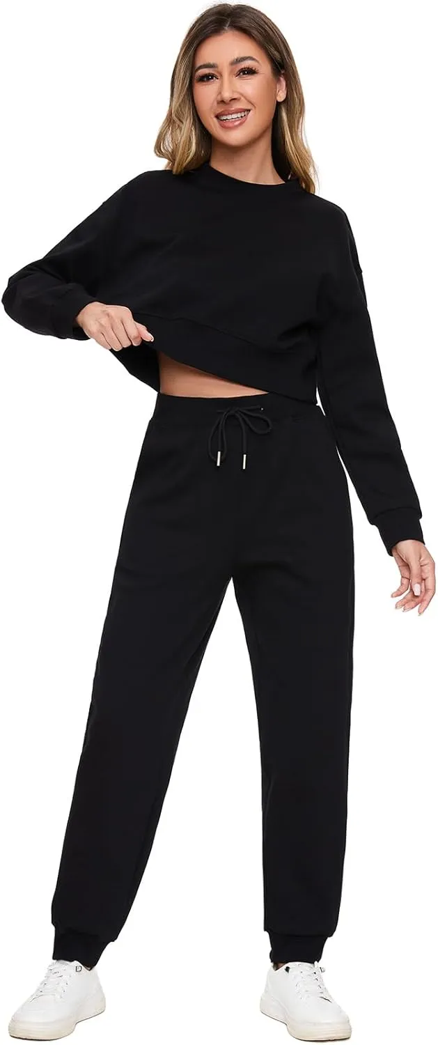 Women 2 Piece Outfits Sweatsuit Set Spring Half Zip Sweatshirts Wide Leg SweatpantvFall Loung Set Tracksuit