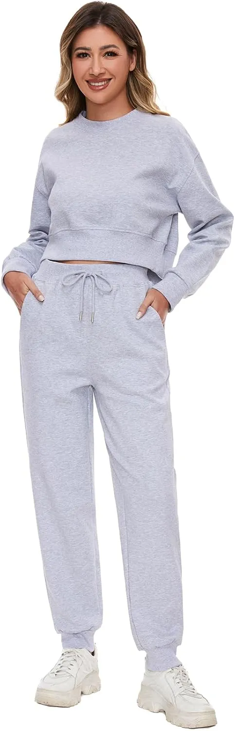 Women 2 Piece Outfits Sweatsuit Set Spring Half Zip Sweatshirts Wide Leg SweatpantvFall Loung Set Tracksuit