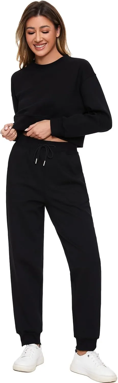 Women 2 Piece Outfits Sweatsuit Set Spring Half Zip Sweatshirts Wide Leg SweatpantvFall Loung Set Tracksuit