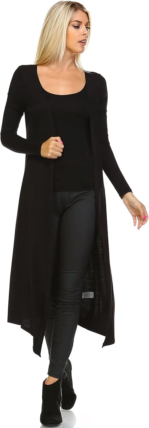 Women Cardigans Casual Essential Long Maxi Extra Duster Open Front Long Sleeve Lightweight with Pockets Cardigan
