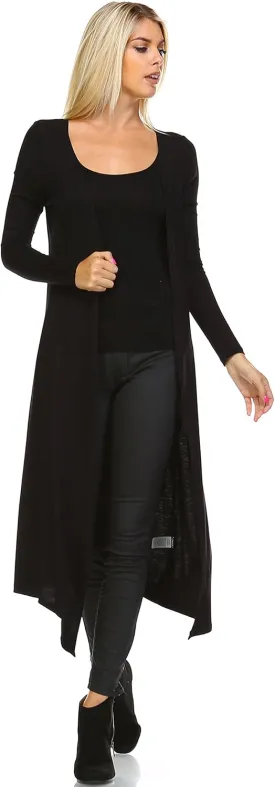 Women Cardigans Casual Essential Long Maxi Extra Duster Open Front Long Sleeve Lightweight with Pockets Cardigan