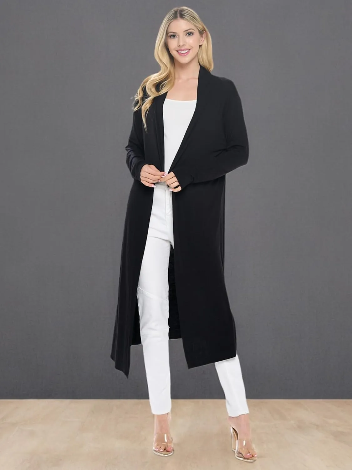 Women Cardigans Casual Essential Long Maxi Extra Duster Open Front Long Sleeve Lightweight with Pockets Cardigan