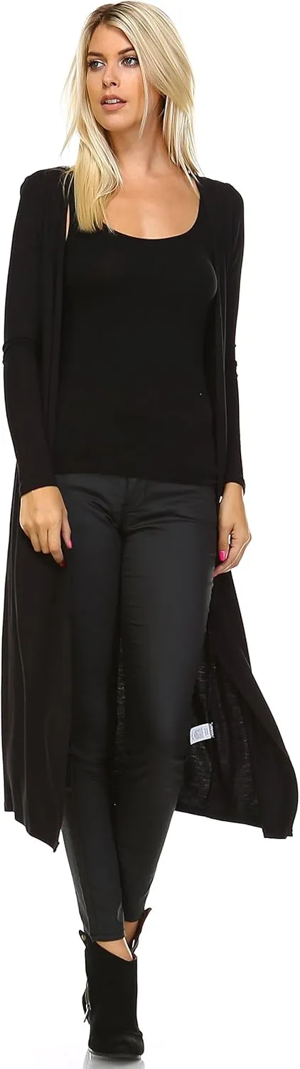 Women Cardigans Casual Essential Long Maxi Extra Duster Open Front Long Sleeve Lightweight with Pockets Cardigan
