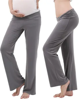 Women Maternity Pajama Pant Stretchy Comfy Wide Soft Palazzo Elastic Pregnancy Lounge Casual PJs