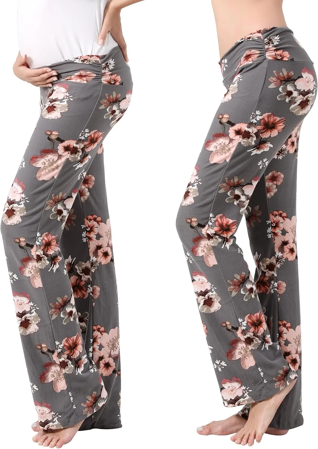 Women Maternity Pajama Pant Stretchy Comfy Wide Soft Palazzo Elastic Pregnancy Lounge Casual PJs