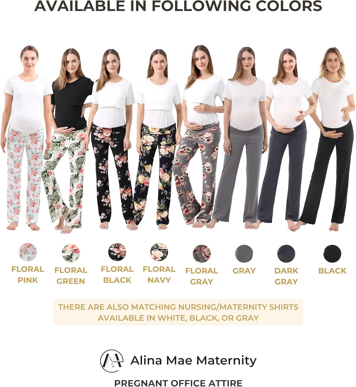 Women Maternity Pajama Pant Stretchy Comfy Wide Soft Palazzo Elastic Pregnancy Lounge Casual PJs