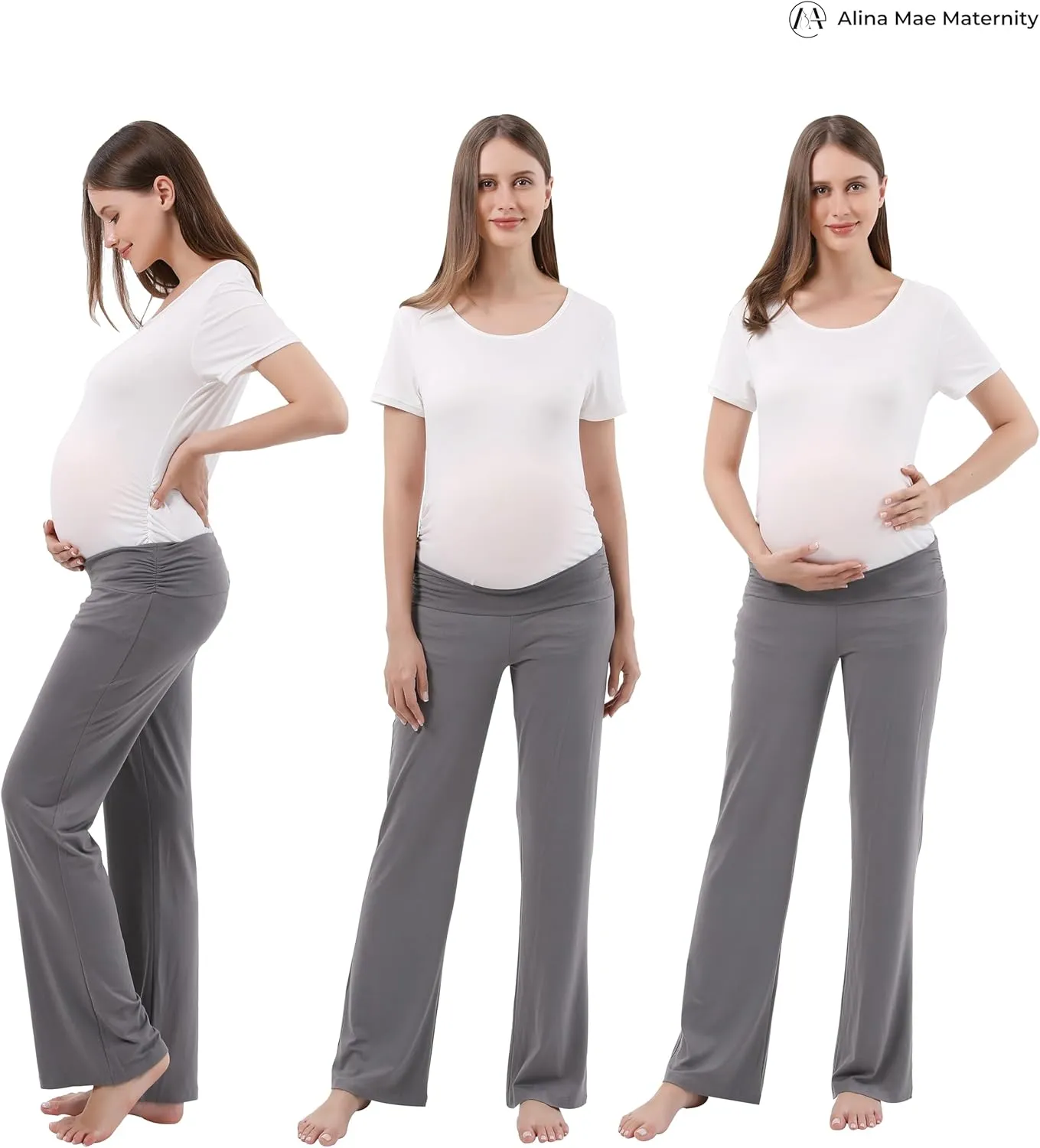 Women Maternity Pajama Pant Stretchy Comfy Wide Soft Palazzo Elastic Pregnancy Lounge Casual PJs