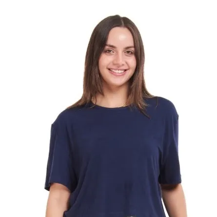 Women summer pajama set Dark Blue Cropped top   cafe x dark blue floral pants