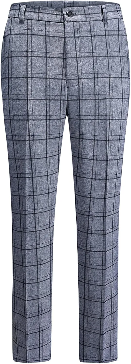 Womens 2 Piece Plaid Suits Set Business Office One Button Blazer Jacket Casual Long Sleeve Pant Suit Set