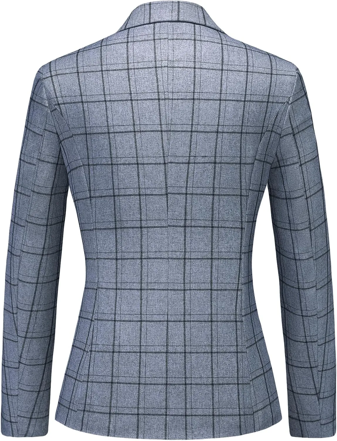 Womens 2 Piece Plaid Suits Set Business Office One Button Blazer Jacket Casual Long Sleeve Pant Suit Set