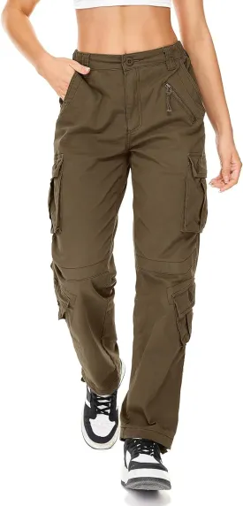 Womens Cargo Army Combat Work Pants with 8 Pockets Casual Cotton Ripstop Construction Pants