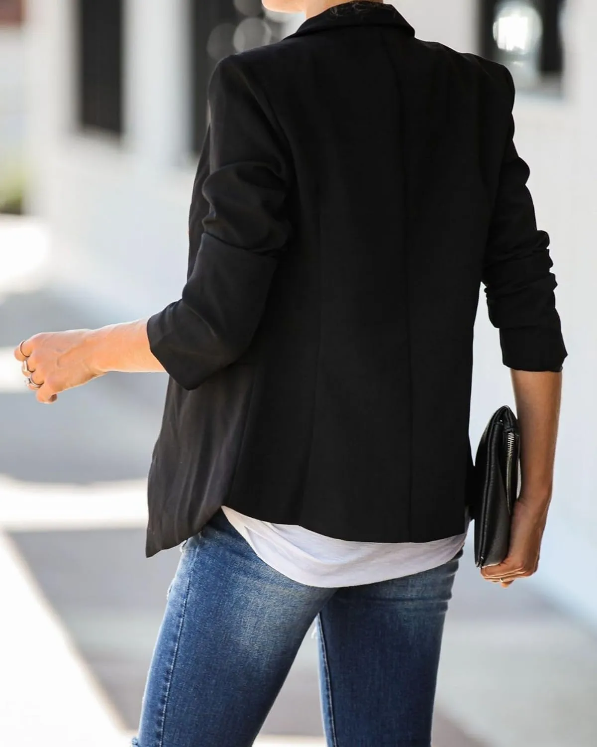 Womens Casual Blazer Jacket Long Sleeve Double Breasted Open Front Blazer Jackets Lightweight Office Work Suit Jacket