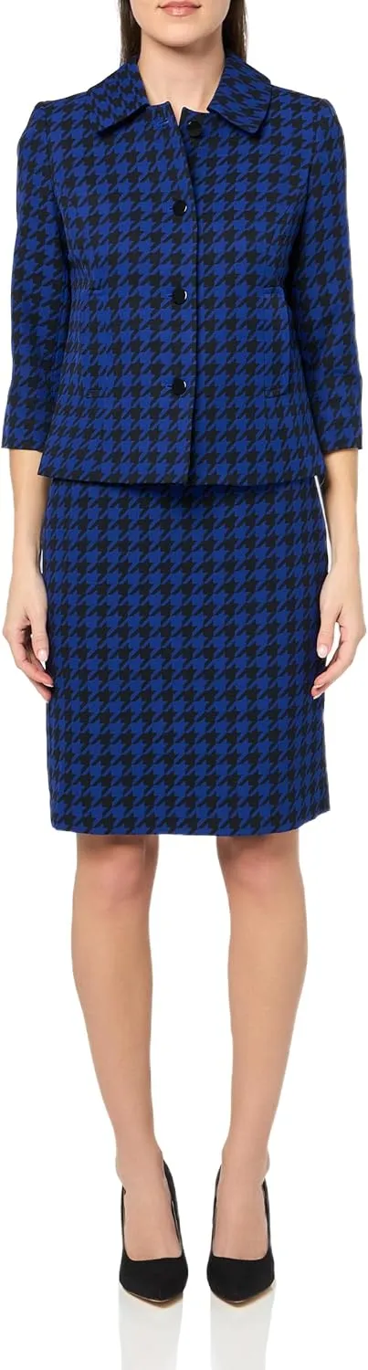 Women's Four Button Boxy Blazer & Skirt, 2pc Set