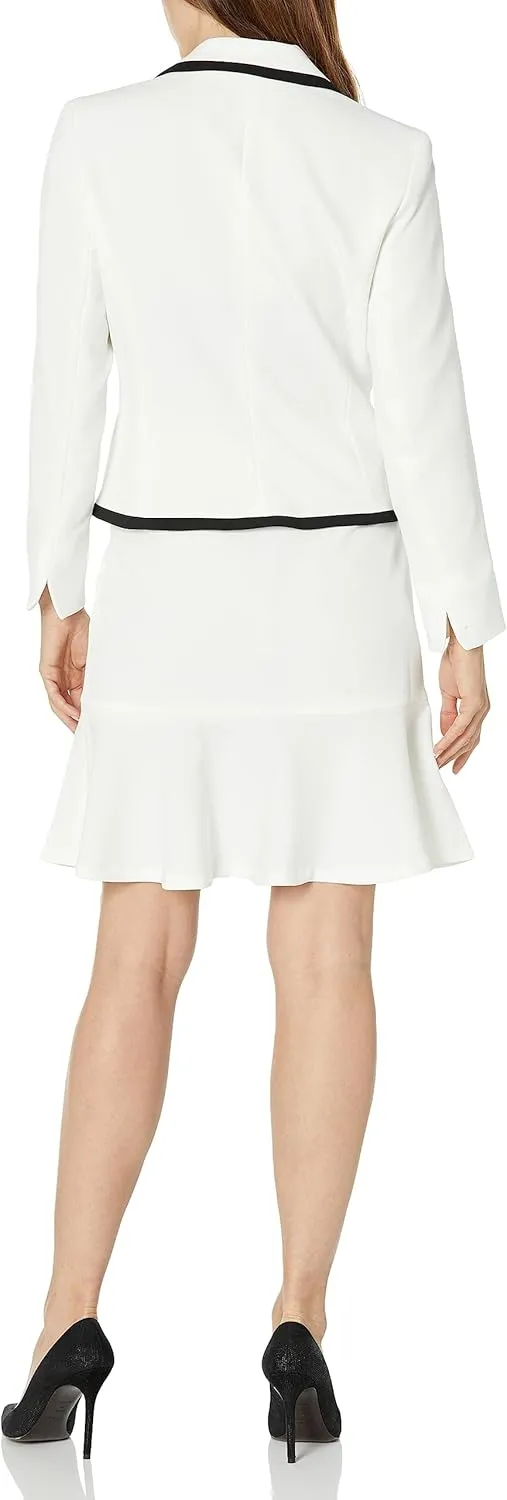 Women's One Button Framed Blazer & Flounce Skirt, 2pc Set