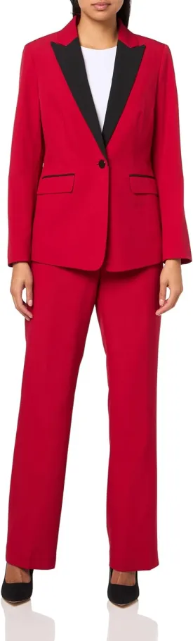 Women's Petite One Button Blazer & Pant, 2pc Set