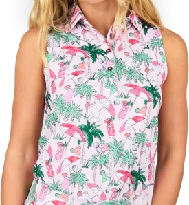 Women's Sleeveless Golf Polo - Fitted Buttoned Polo Shirt