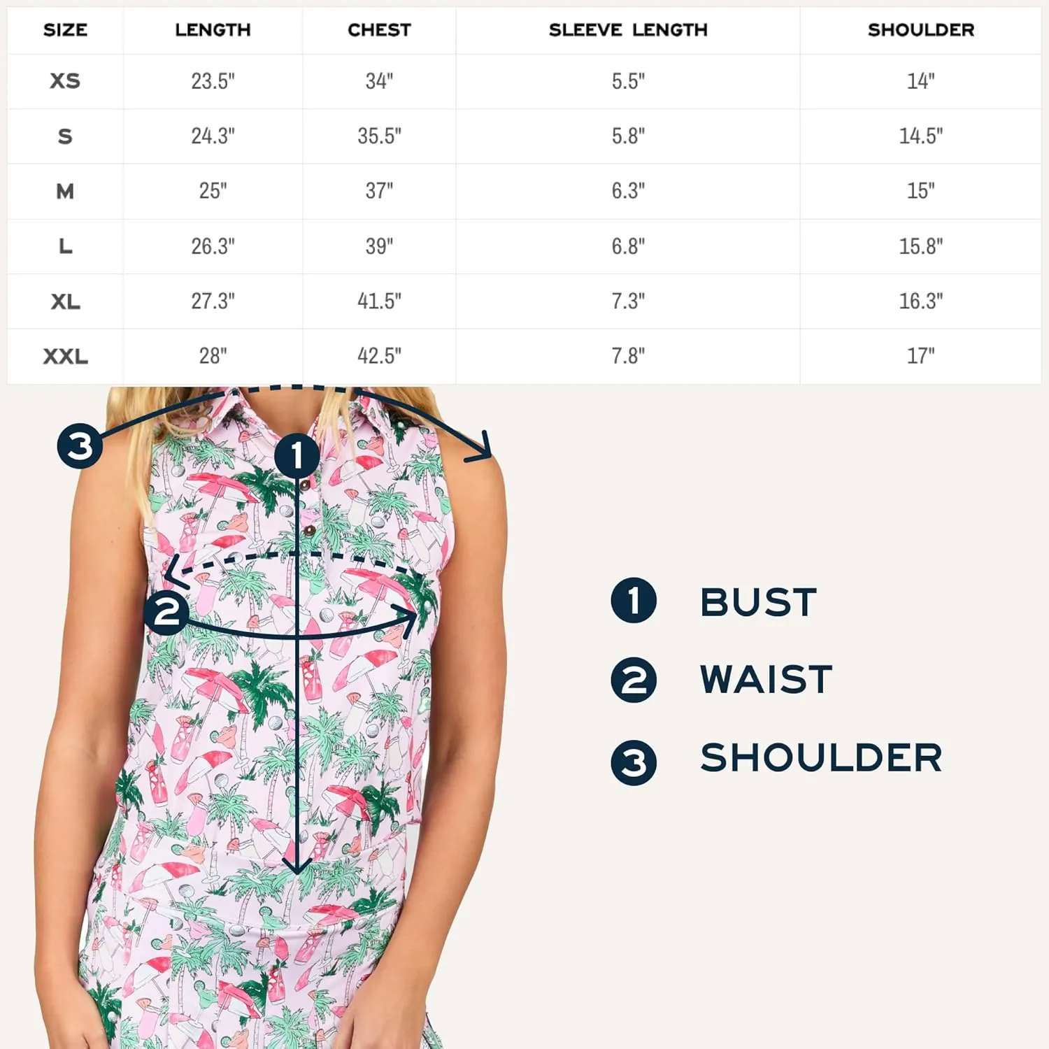 Women's Sleeveless Golf Polo - Fitted Buttoned Polo Shirt