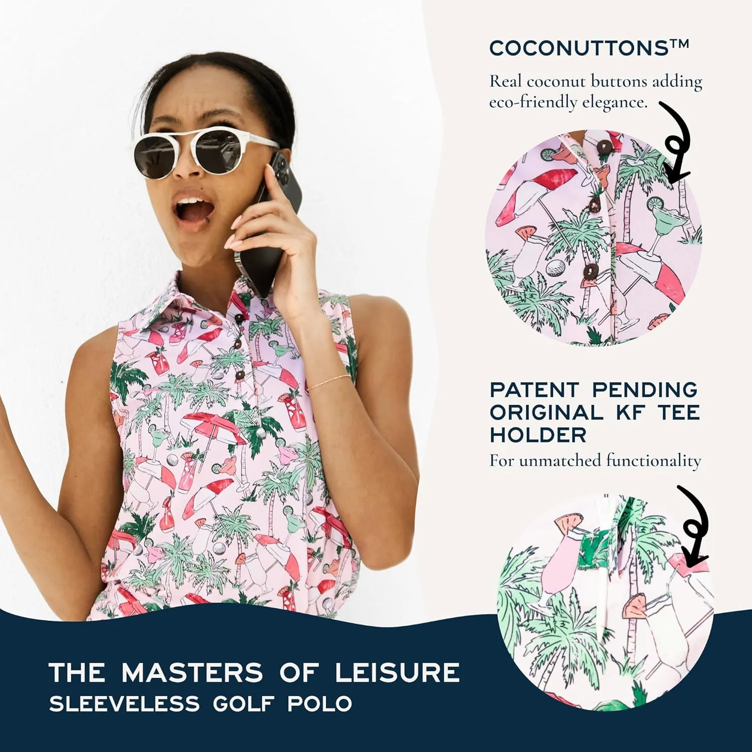 Women's Sleeveless Golf Polo - Fitted Buttoned Polo Shirt