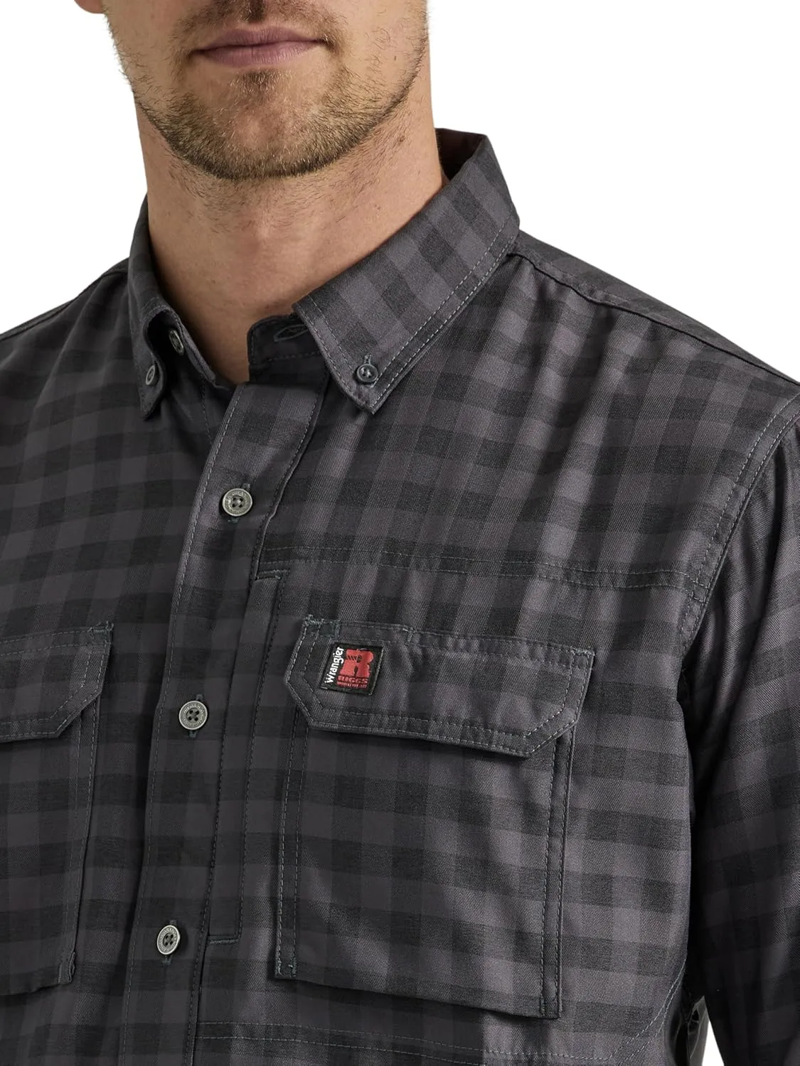Wrangler Men's Long-Sleeve Technical Button-Down Work Shirt