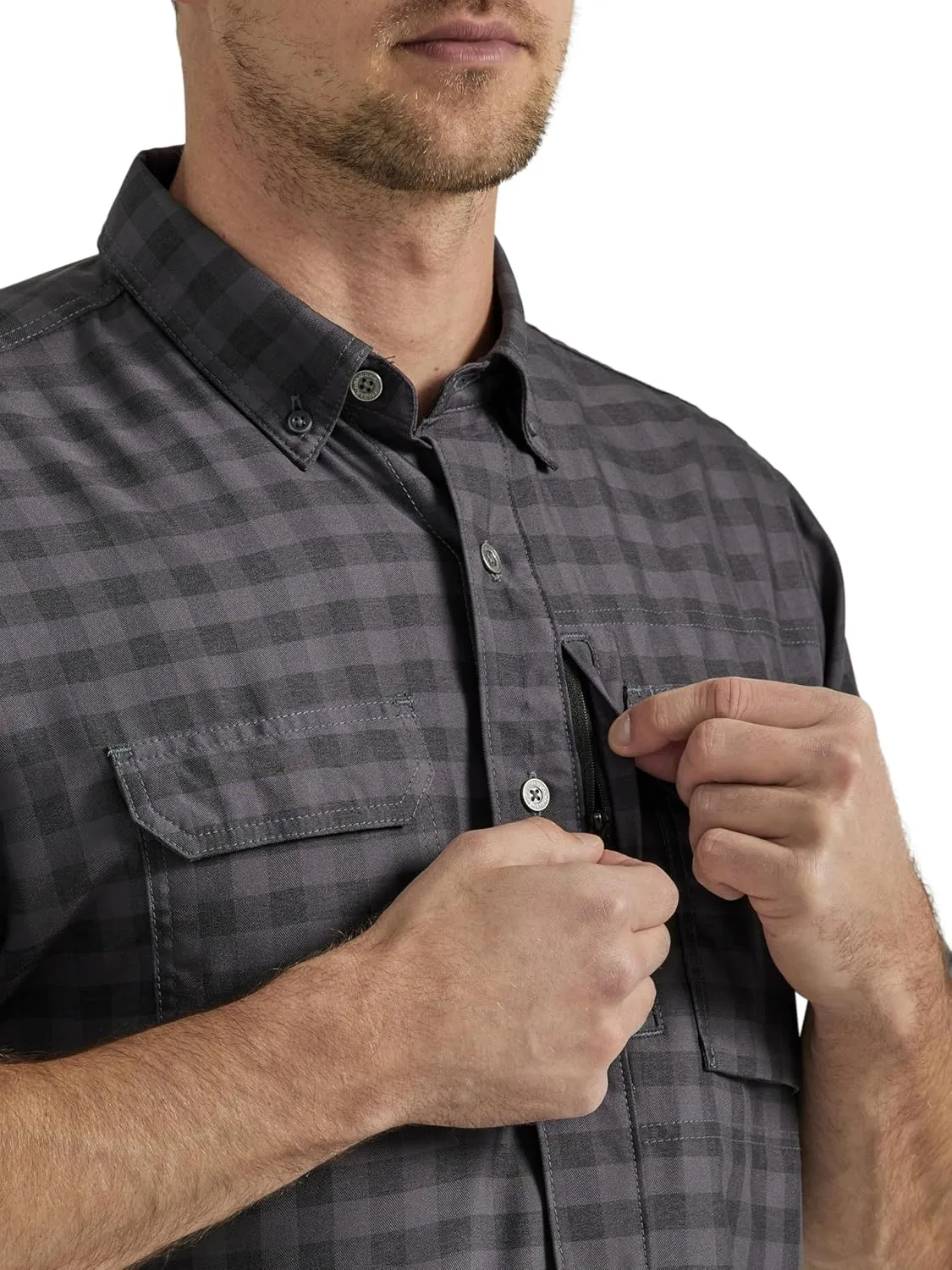 Wrangler Men's Long-Sleeve Technical Button-Down Work Shirt