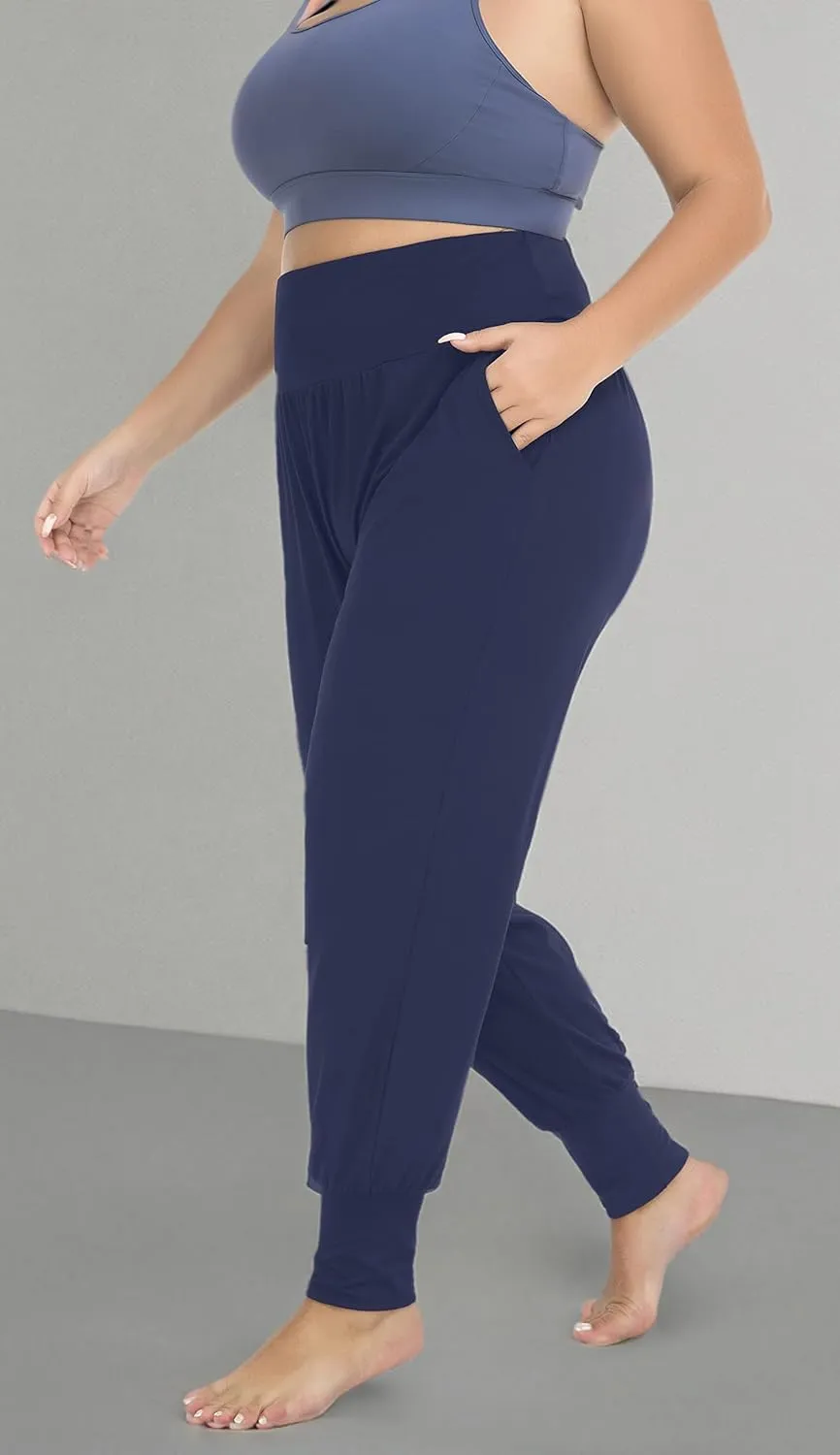 ZERDOCEAN Women's Plus Size Casual Yoga Joggers Comfy Loose Workout Lounge Pants with Pockets