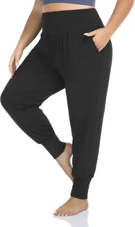 ZERDOCEAN Women's Plus Size Casual Yoga Joggers Comfy Loose Workout Lounge Pants with Pockets