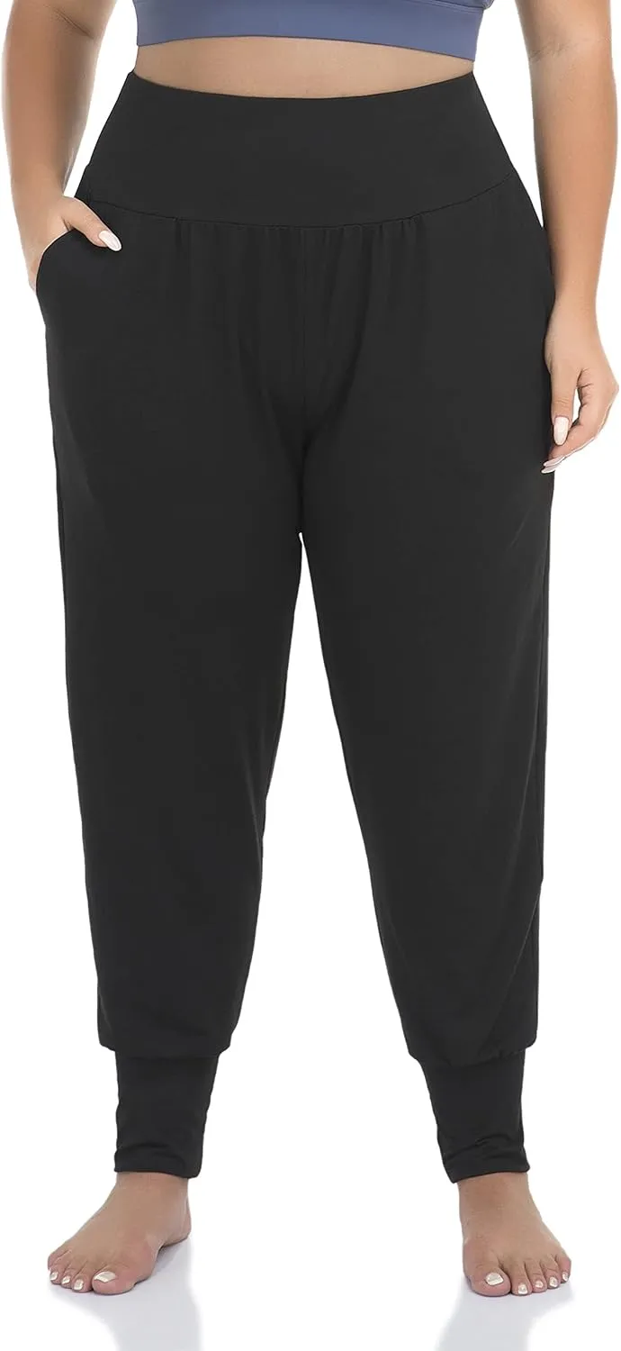 ZERDOCEAN Women's Plus Size Casual Yoga Joggers Comfy Loose Workout Lounge Pants with Pockets