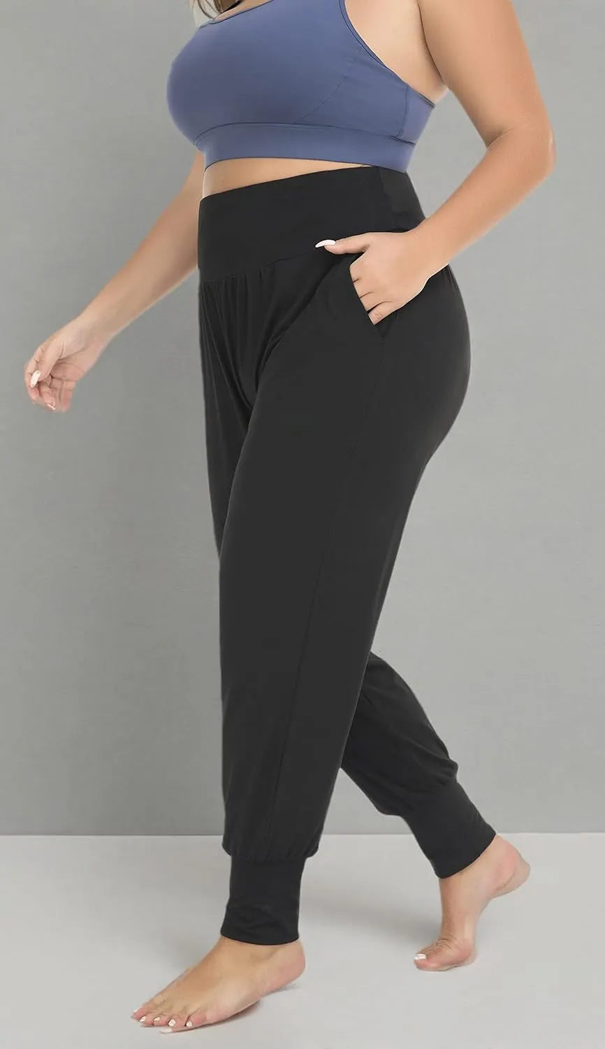 ZERDOCEAN Women's Plus Size Casual Yoga Joggers Comfy Loose Workout Lounge Pants with Pockets