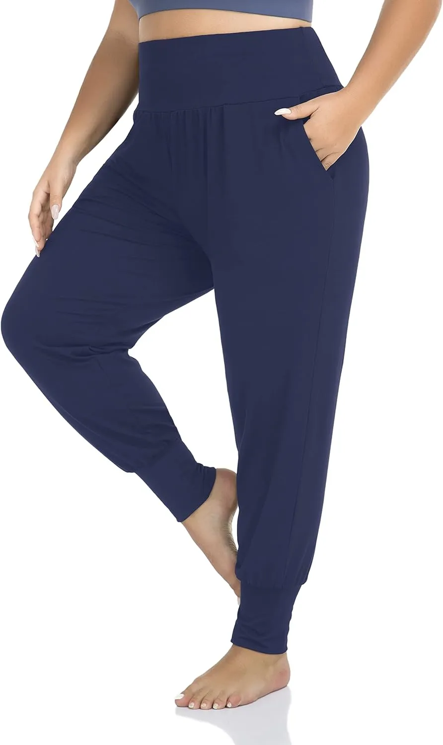 ZERDOCEAN Women's Plus Size Casual Yoga Joggers Comfy Loose Workout Lounge Pants with Pockets