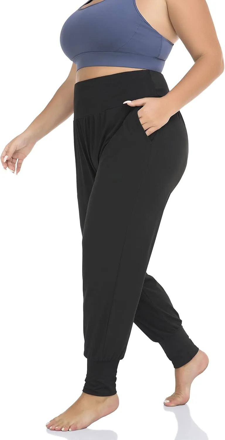 ZERDOCEAN Women's Plus Size Casual Yoga Joggers Comfy Loose Workout Lounge Pants with Pockets