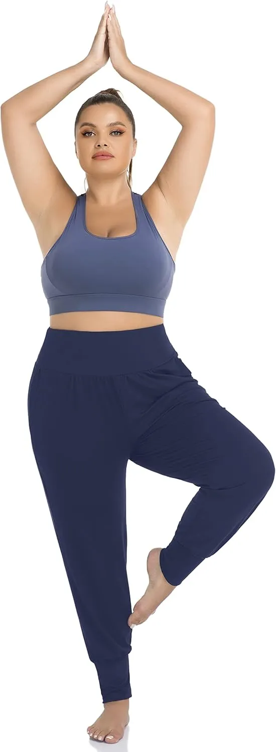 ZERDOCEAN Women's Plus Size Casual Yoga Joggers Comfy Loose Workout Lounge Pants with Pockets