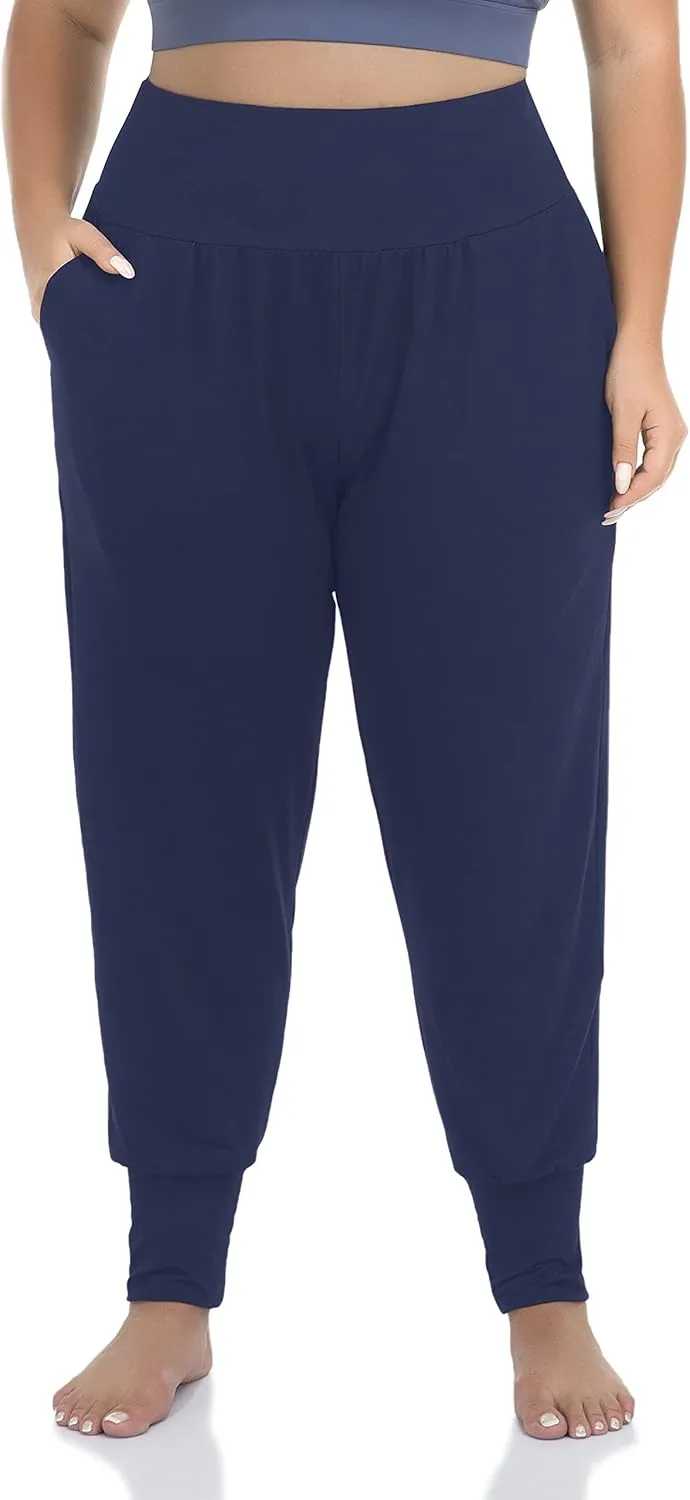 ZERDOCEAN Women's Plus Size Casual Yoga Joggers Comfy Loose Workout Lounge Pants with Pockets
