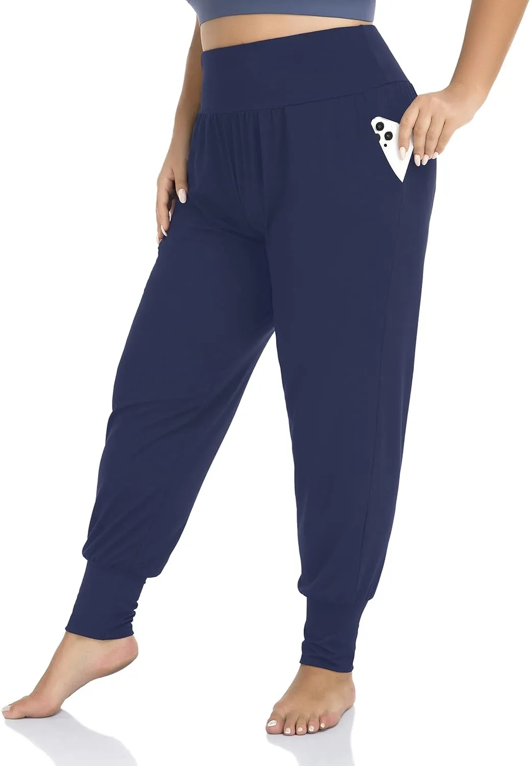 ZERDOCEAN Women's Plus Size Casual Yoga Joggers Comfy Loose Workout Lounge Pants with Pockets