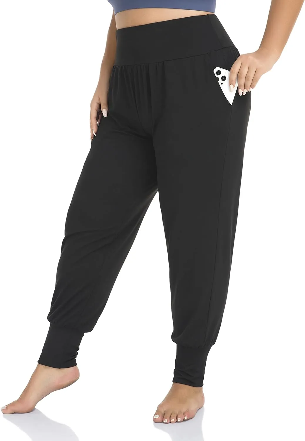 ZERDOCEAN Women's Plus Size Casual Yoga Joggers Comfy Loose Workout Lounge Pants with Pockets